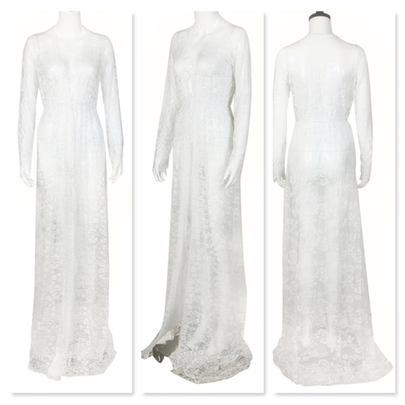 Maternity Lace Photoshoot Gown in White - Picture 3 of 9